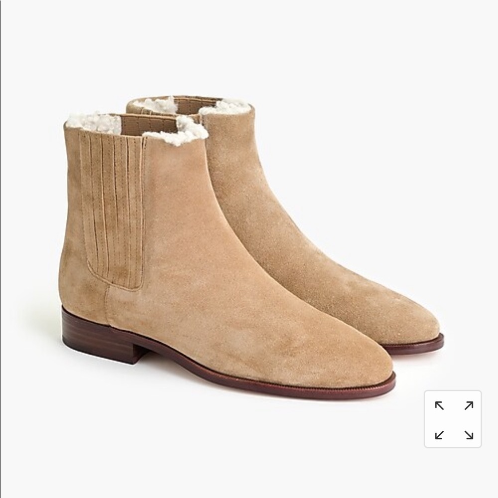 JCrew suede bootie with fur lining